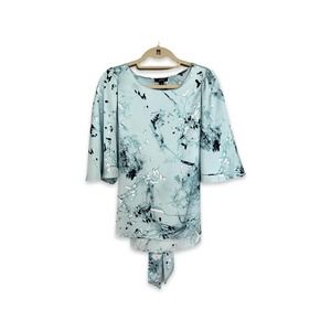 Alfani Flutter Short Sleeve Light Blue Blouse - Size M